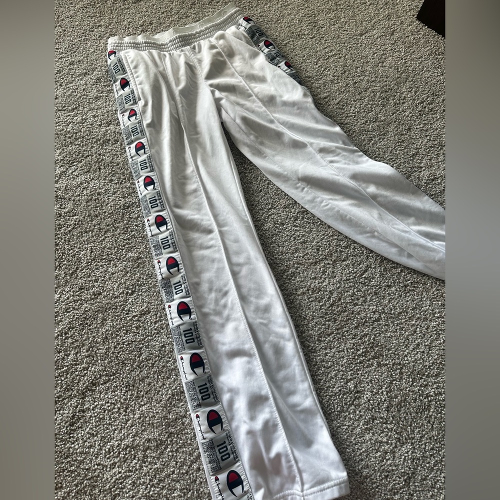 White champion straight leg track pants